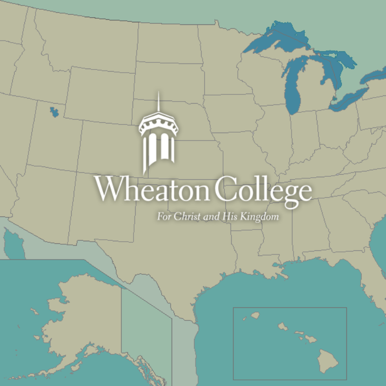 Map of the US with Wheaton College Logo