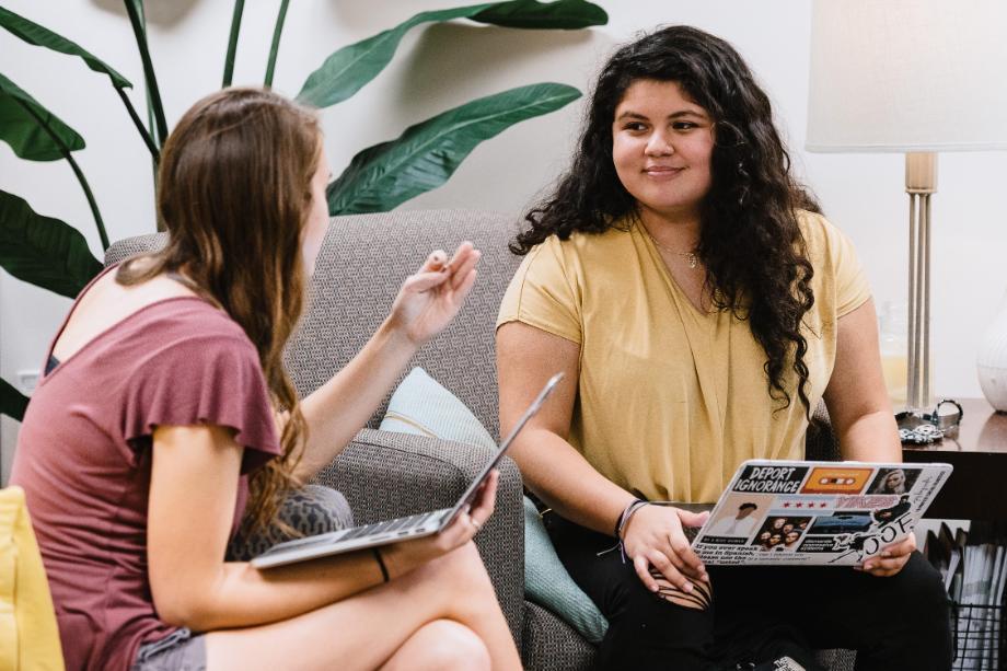 students working on computer together