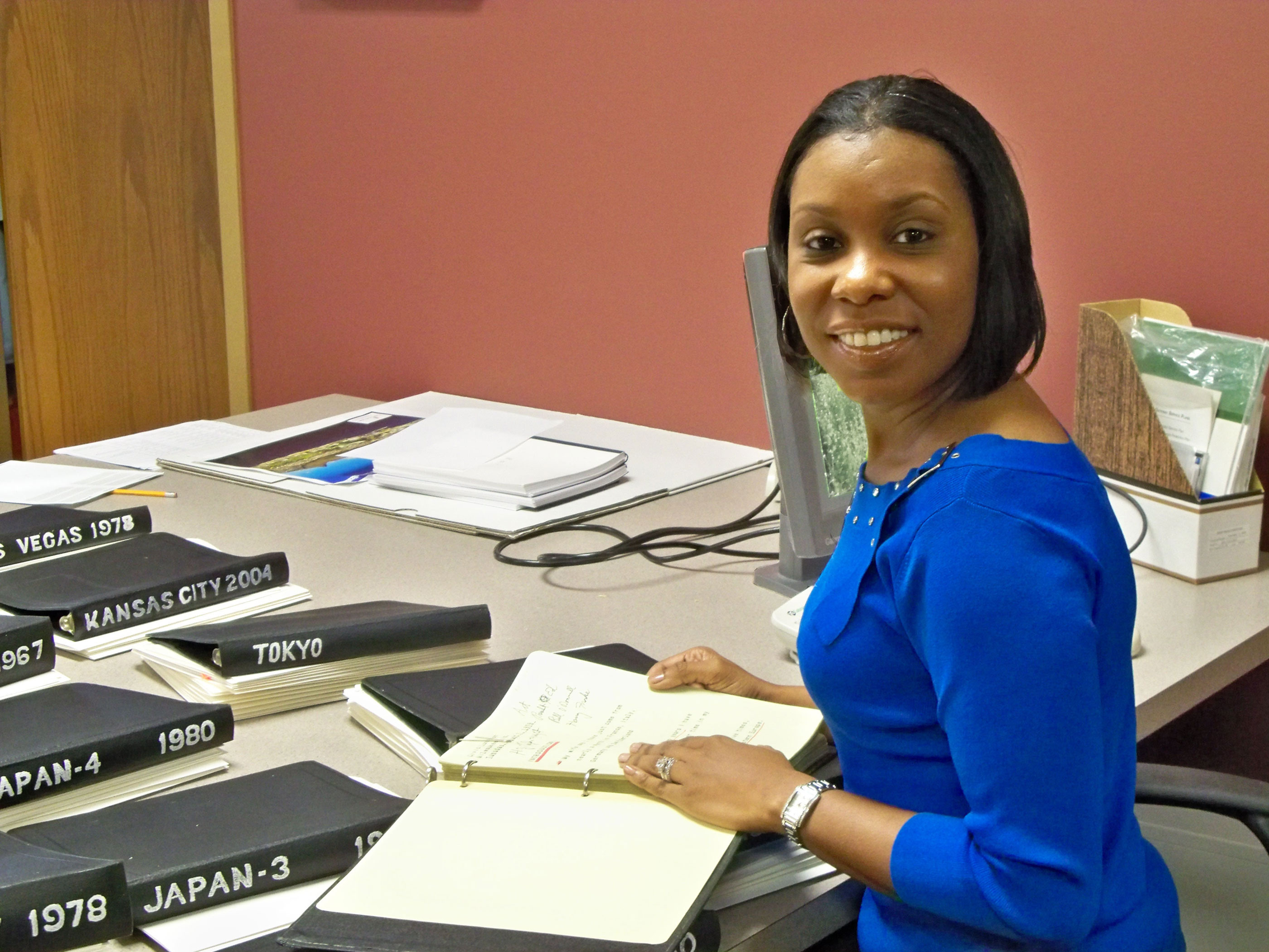 Marla with Sermon Notebooks