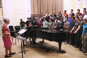 Mary Hopper with Wheaton College Men's Glee Club