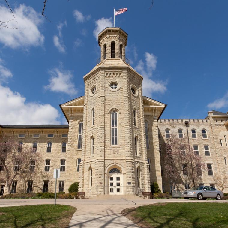 Blanchard Hall in early spring, no leaves on trees