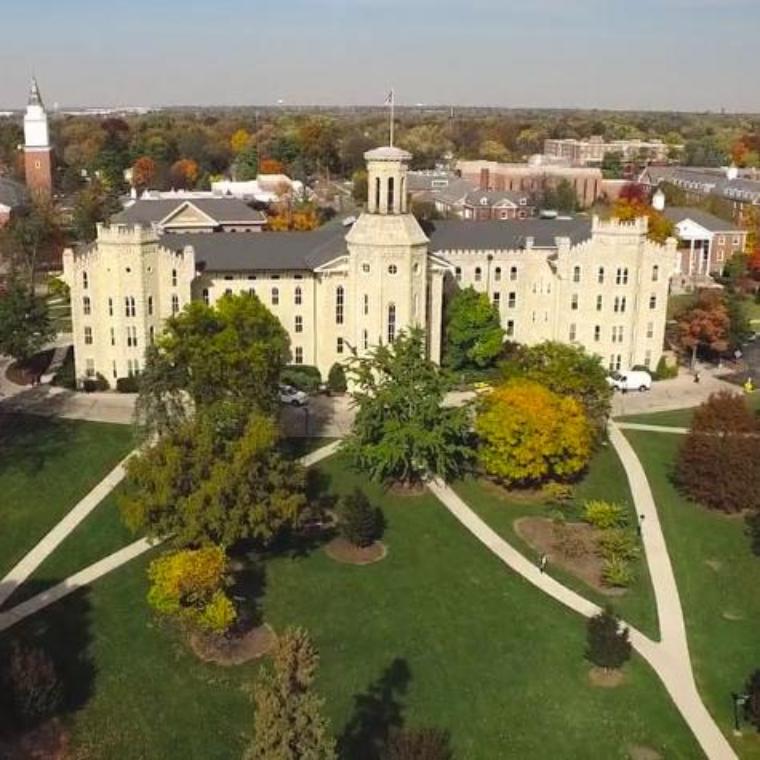 Wheaton College Blanchard Hall Aerial Shot 