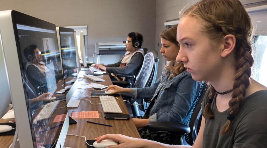 Students in the Media Lab Communications Department at Wheaton College IL