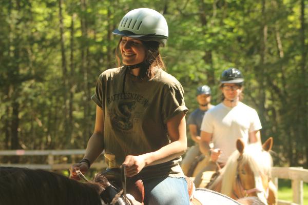 Camper horseback riding at HoneyRock in Three Lakes WI 