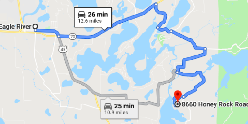 map of alternate route from eagle river to honeyrock