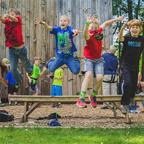 Young male humans jumping