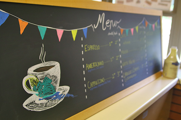 Coffee menu chalkboard