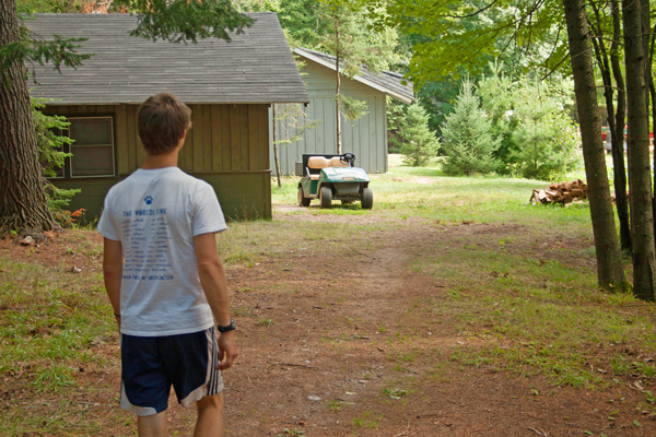 Walking toward cart at HoneyRock