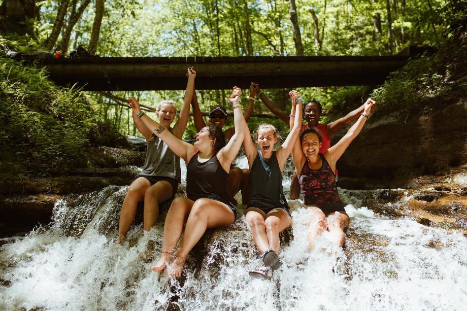 girls on wilderness trip at honeyrock