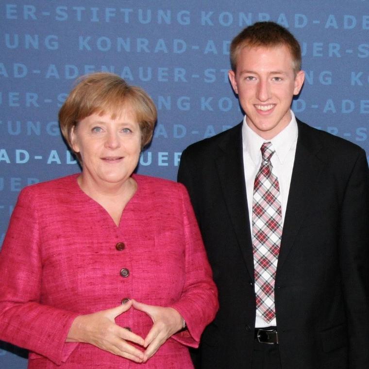 Wheaton College IL student with German Chancellor Angela Merkel