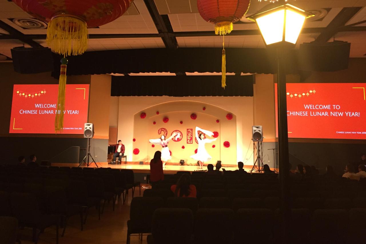 Students dance during the welcome at the Lunar New Year Festival