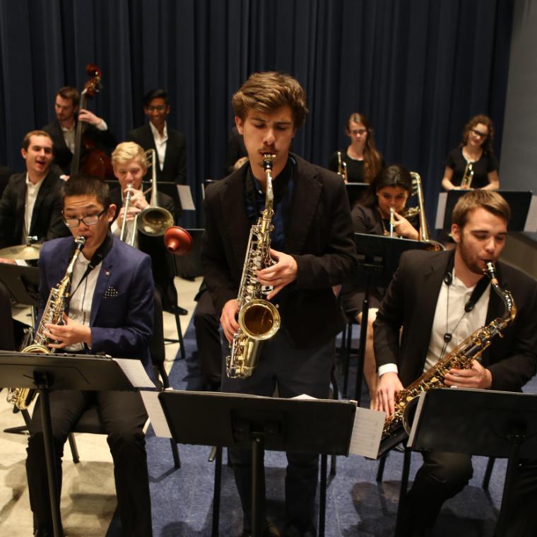 Students playing during the Jazz Ensemble